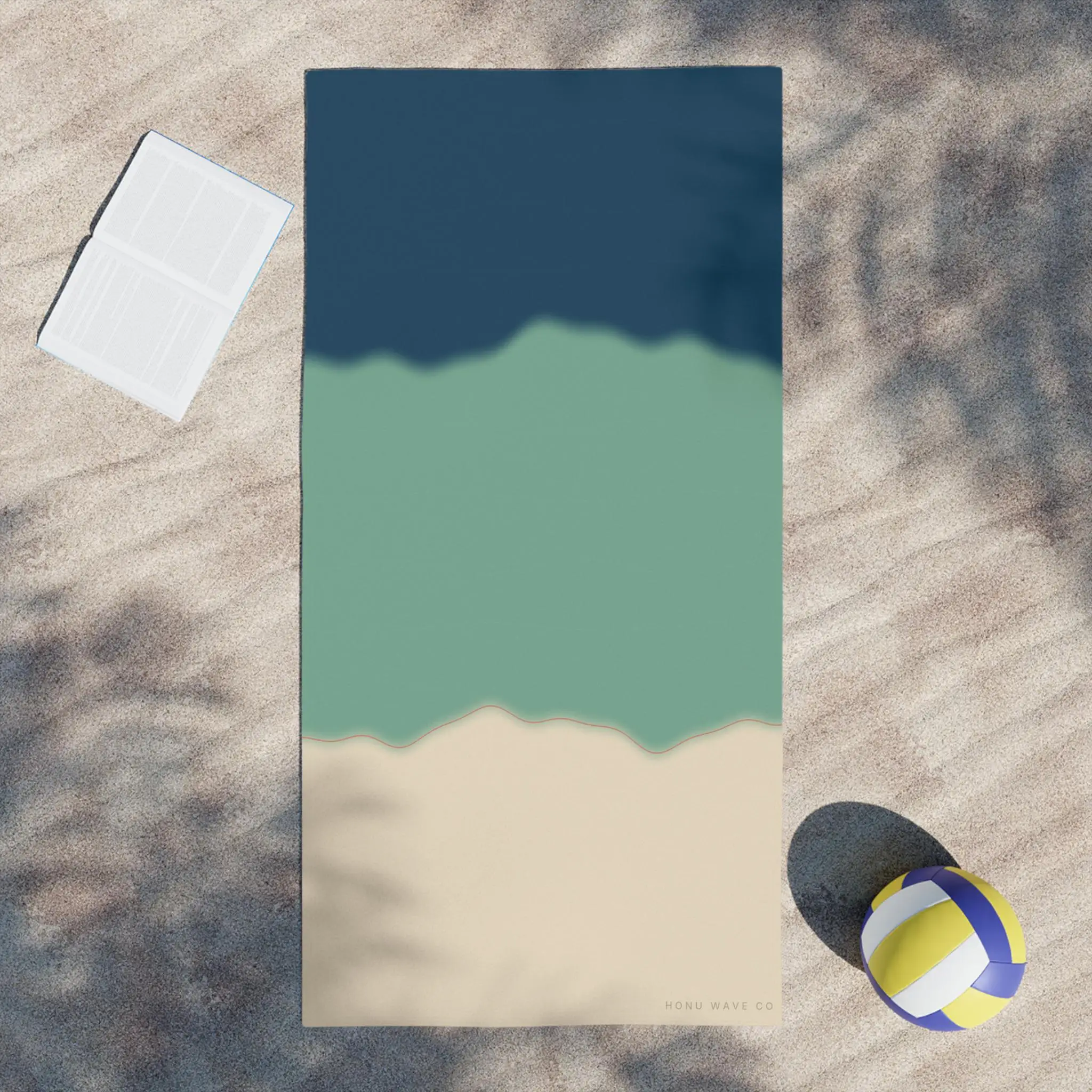 Abstract Ocean Wave Beach Towel, Hawaii Coastal Art Design, Soft Lightweight Pool Towel for Beach & Vacation