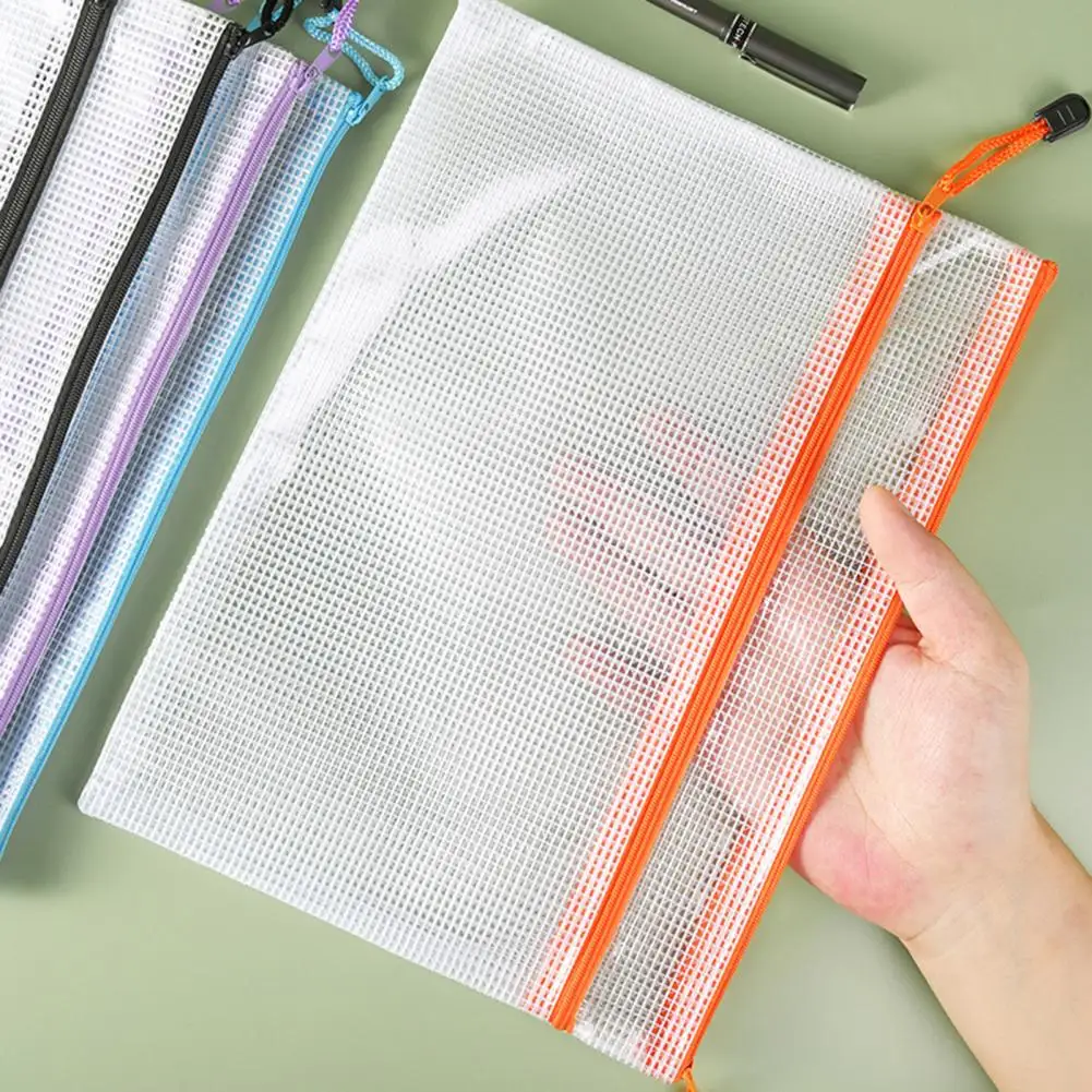 A4 Clear Stationery Bag Dual-layers Zipper Waterproof Examination Paper Document File Organizer Pouch School Students Supplies