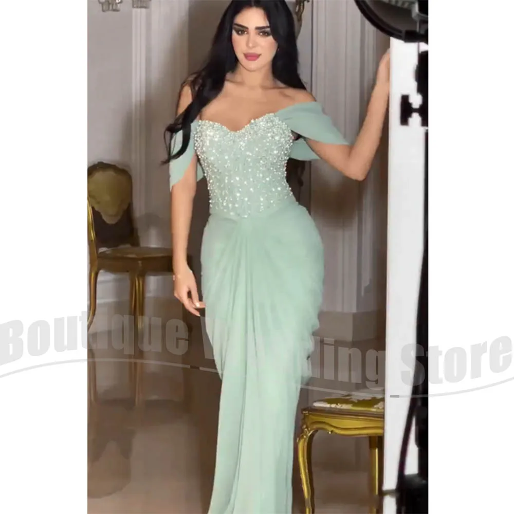 Vestido de noche elegante con hombros descubiertos, vestido de fiesta de sirena con escote en forma de corazón y lentejuelas, vestido de invitados de boda personalizable hasta el suelo para mujer