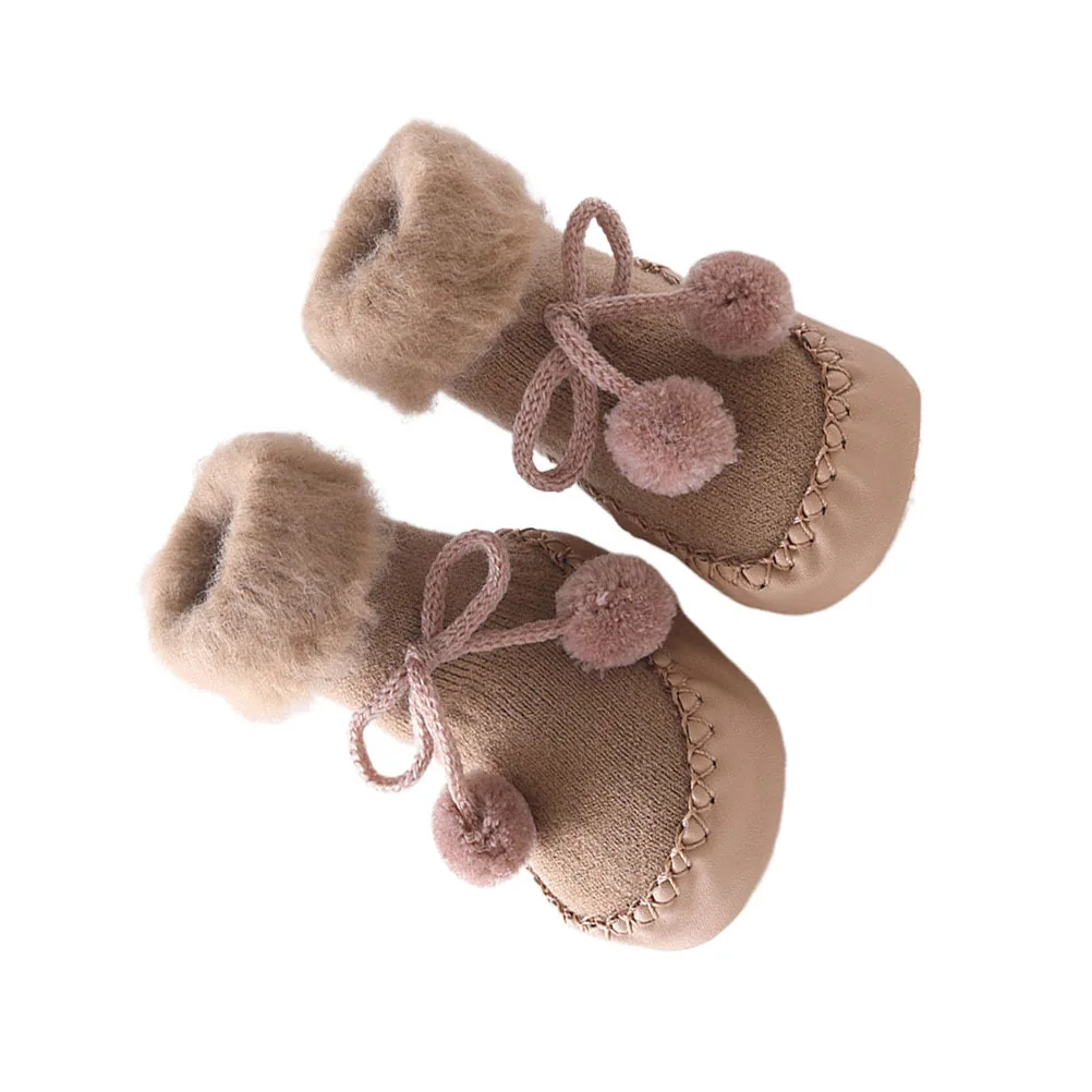 Kaos Kaki Bayi Ukuran XS Warna Kopi 0-6 Bulan Anti Selip Kaos Kaki Balita Hangat Katun Kaos Kaki Bayi Anti Slip Bernapas Musim Dingin Prewalker
