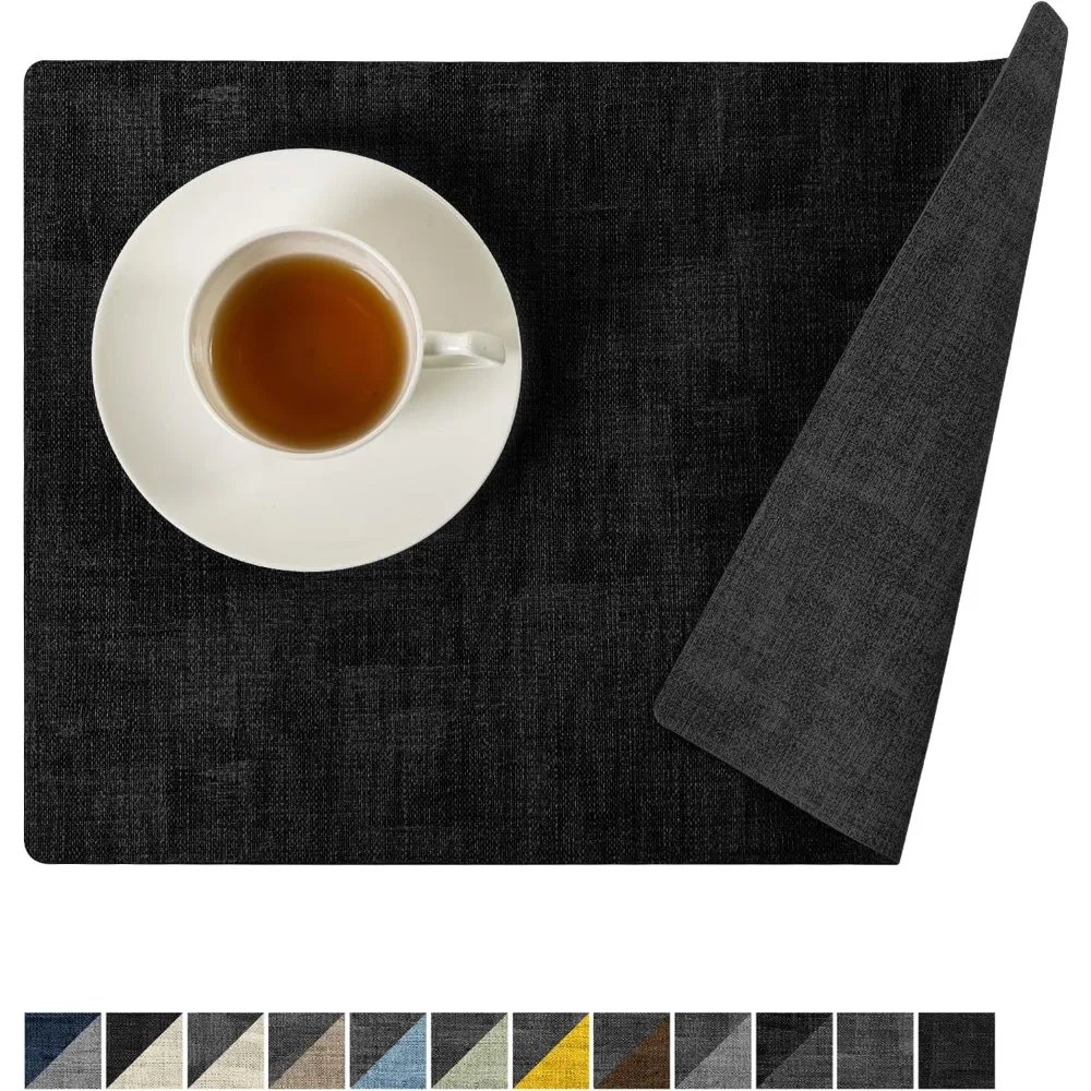 

Набор двусторонних виниловых салфеток из 8 штук, искусственная кожа, водонепроницаемый и маслостойкий, очищающийся, термостойкий двусторонний коврик для столовых приборов.