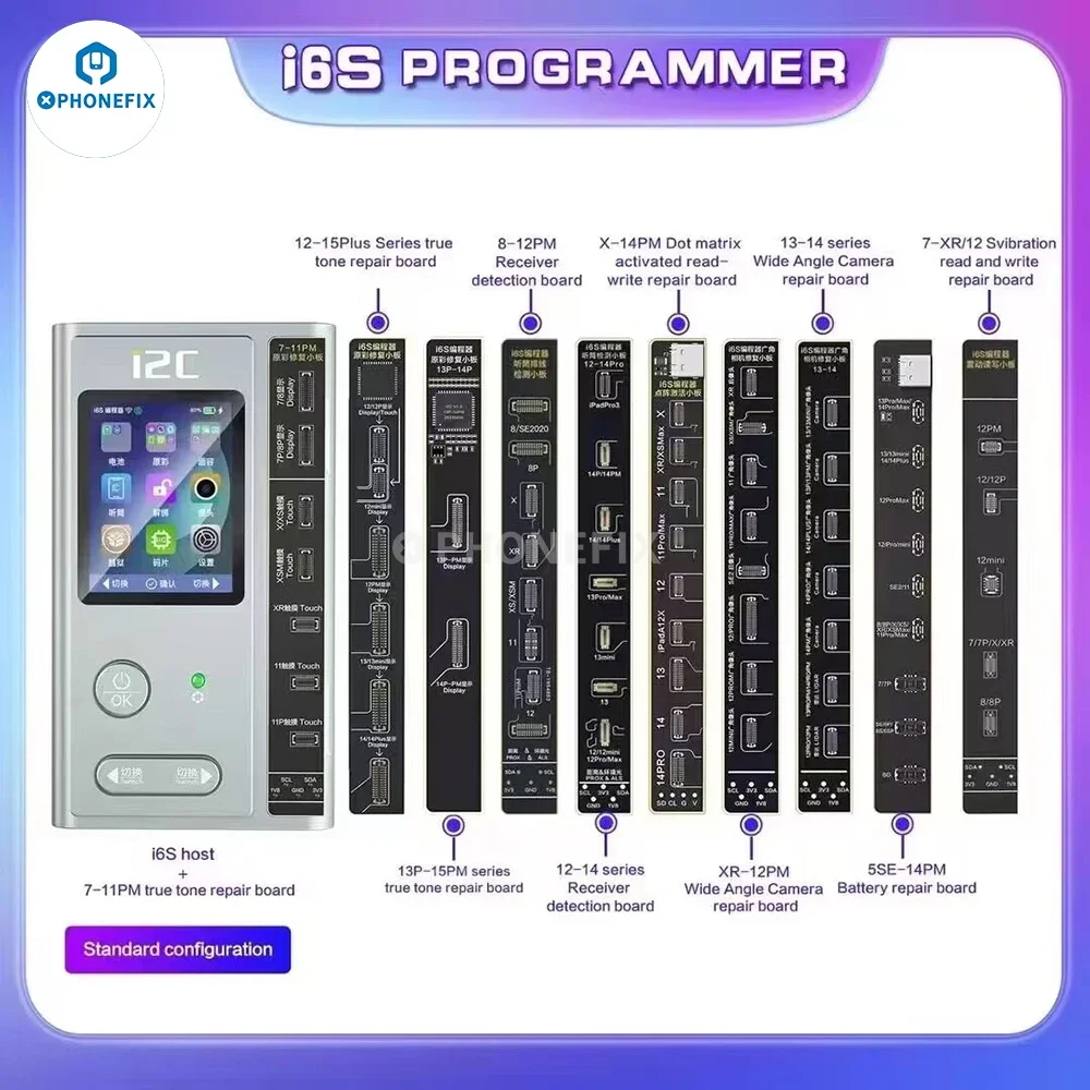 I2C I6S Programmer for iPhone 11-14 Pro Max Receiver Photosensitive Original Color Vibration Battery Dot Matrix Repair Tools