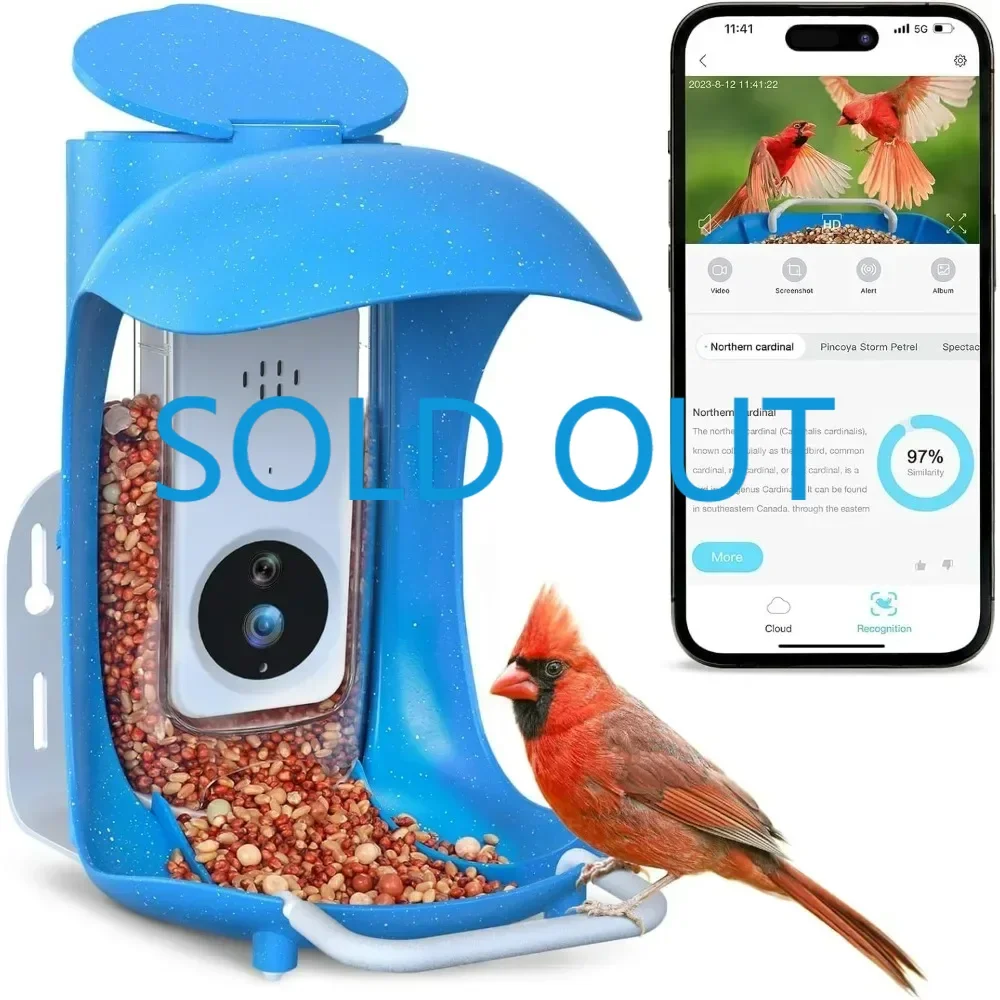 Smart Bird Feeder with Camera,1296P HD AI Identify Wild Bird Watching Camera, Auto Capture Bird Videos & Motion Detection