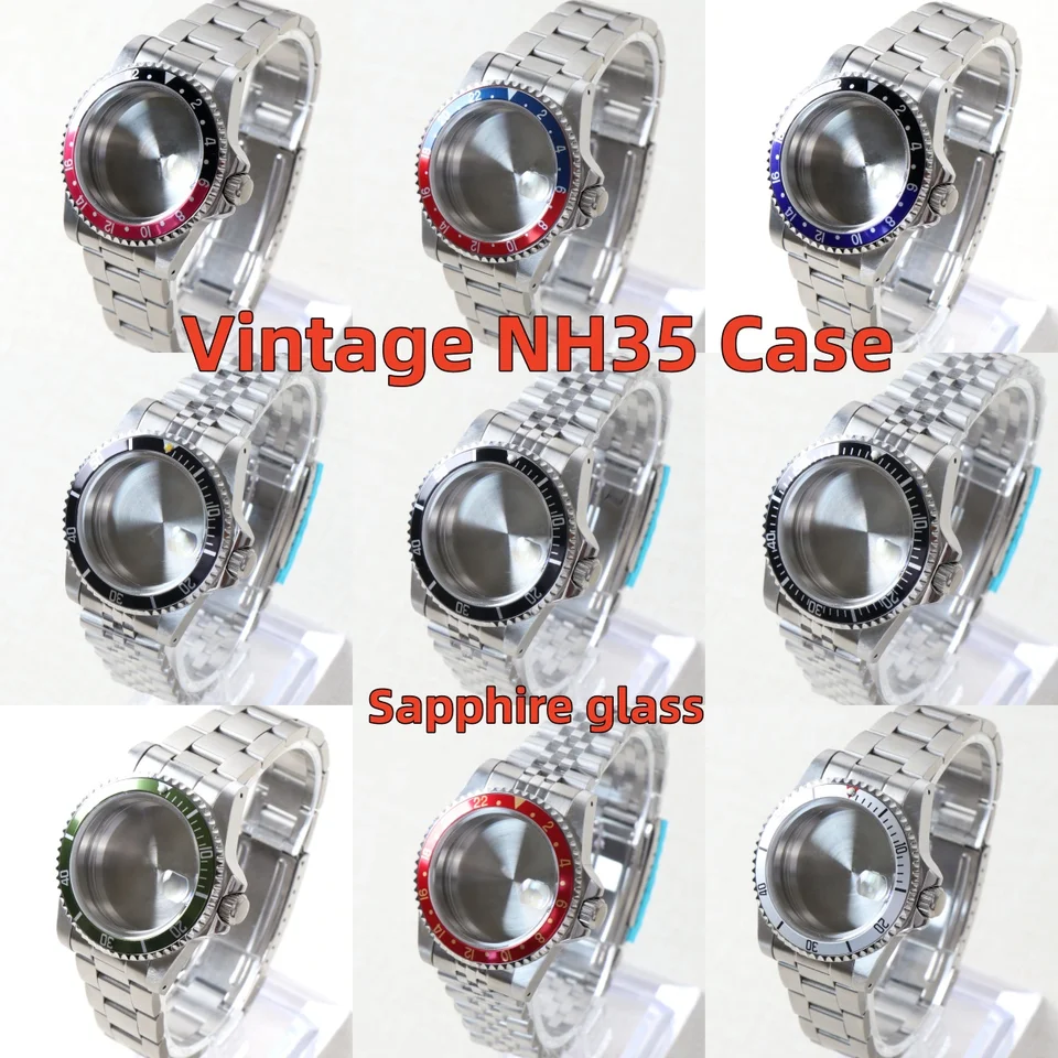 39.5MM Vintage Case Sapphire Glass NH35 Watch Accessories For