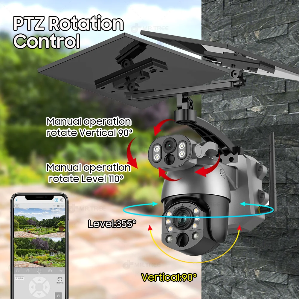 Wifi Surveillance Cameras Solar Energy 4G SIM 10MP 50x Zoom Outdoor Security Protection Cam PTZ Humanoid Tracking Night Vision image 4