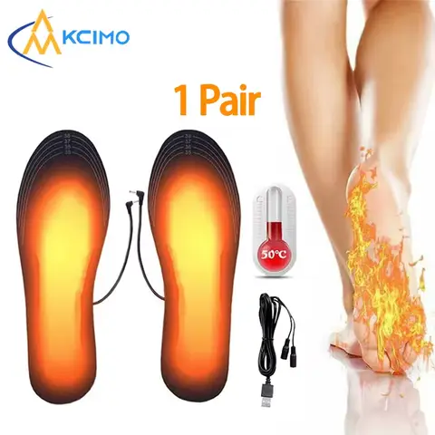 Unisex Electric Foot Warmer Adjustable Temperature USB Heated Insoles Winter Electric Heated Sock Pad for Outdoor Camping Hiking