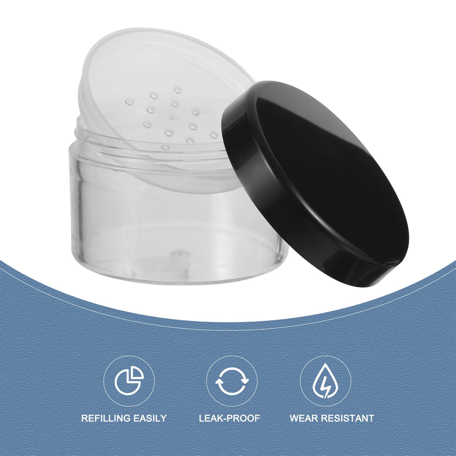

2Pcs Loose Powder Containers Plastic Empty Blusher Jars Airtight Lid Travel Makeup Storage Boxes Powder Container