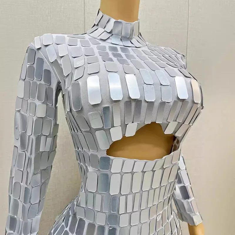 กระจกเงินวันเกิดรุ่น Walk Show จัดเลี้ยงชุดยาว Vestido Luxo Festa Vestidos Para Mujer Stage Performance Dresses