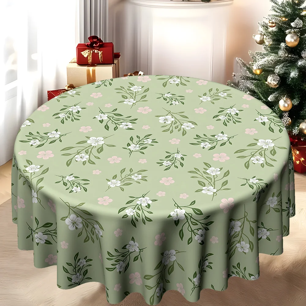 Daily theme pattern - combination of flowers and green leaves - patterned tablecloth