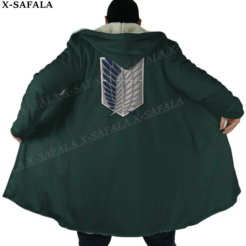 

Scouting Regiment Attack On Titan Anime Overcoat Coat 3D Print Thick Warm Hooded Cloak Men Windproof Fleece Unisex Casual-1