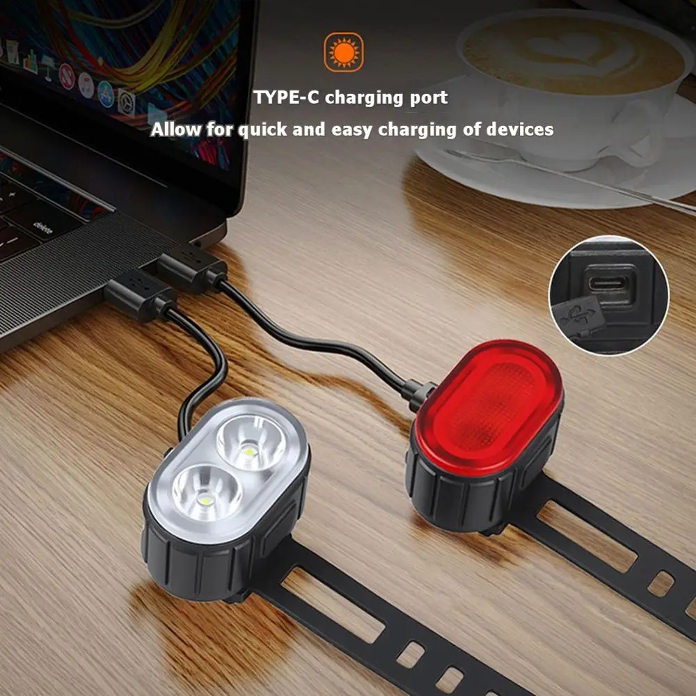 AD45 Cycling Bicycle Front Rear Light Set USB Rechargeable Bicycle Lights Front Rear Bicycle Lights MTB Waterproof Taillight