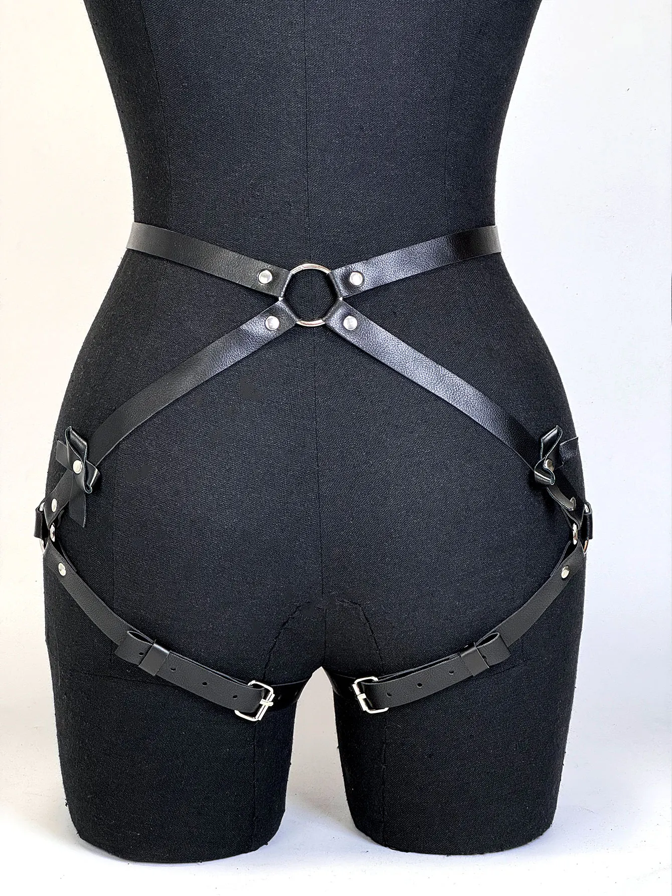 المألوف المرأة بولي Leather حمالة صدر جلدية تسخير الجسم تسخير الثدي الشرير القوطية الساق الرباط أحزمة القوطية حزام خصر الملابس اكسسوارات #4