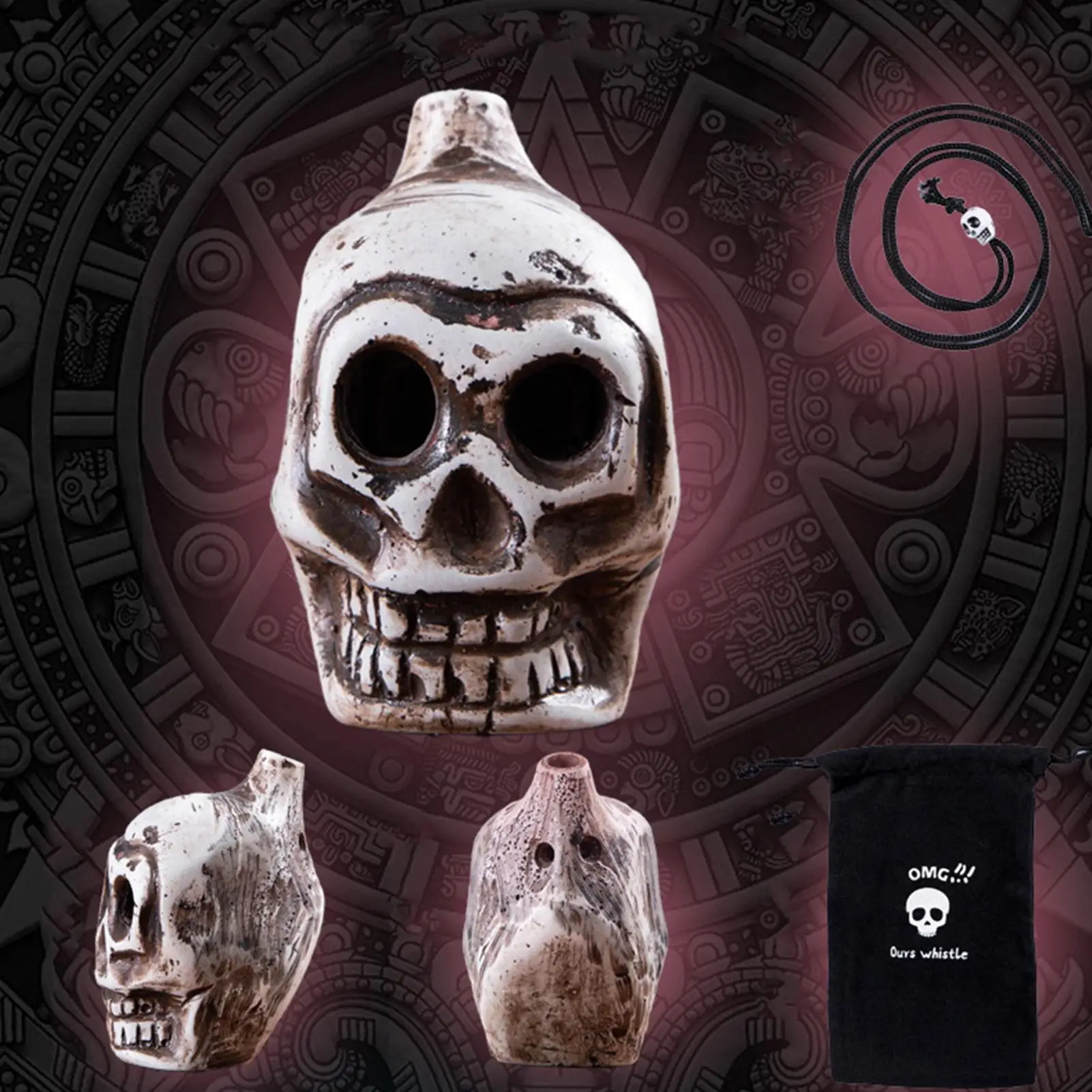 Authentische Aztekenpfeife Gruseliger menschlicher Totenkopf-Todesschrei Laute Pfeife Hohe Dezibel Authentische menschliche Schrei-Imitationen