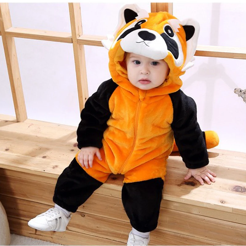 Spring New Baby Raccoon Playsuit Halloween Costume Baby Animal Shaped One Piece Creeper Baby Outwear