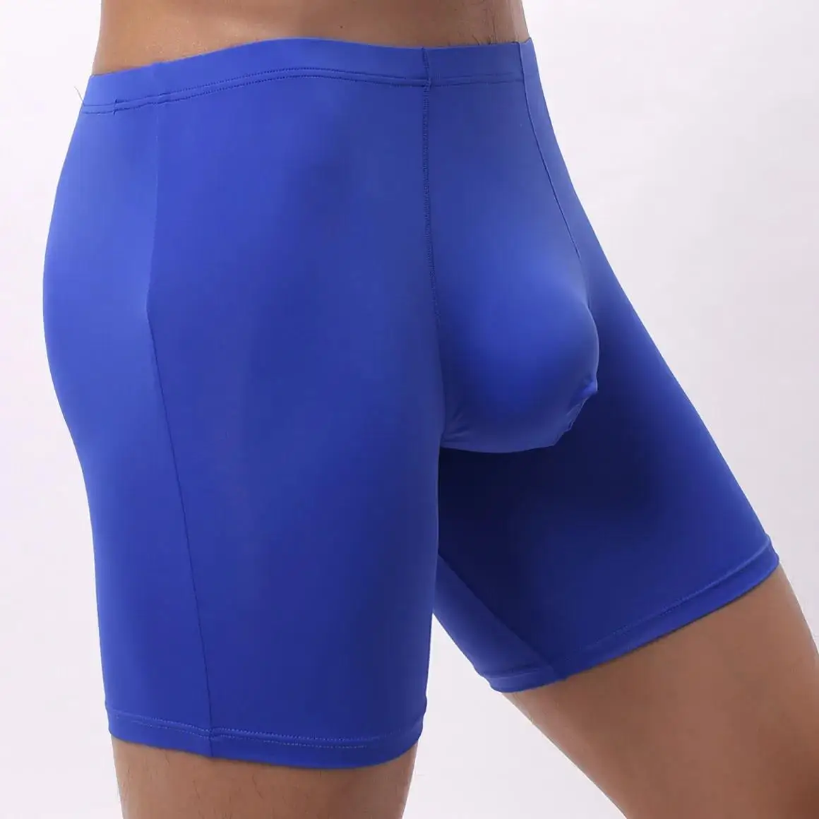 Men Ice Silk Underwear Long Leg Boxer Shorts Sports Summer Workout Mid Rise Anti Chafing Running Cycling Ropa Interior De Verano