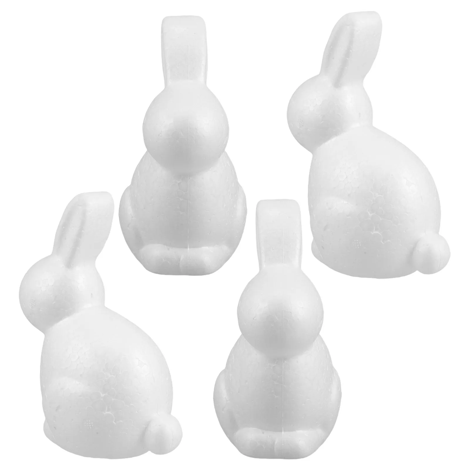 4pcs White Foam Bunny Figures for Easter, Birthday, Wedding Party Centerpieces – Smooth Surface DIY Craft Decoration