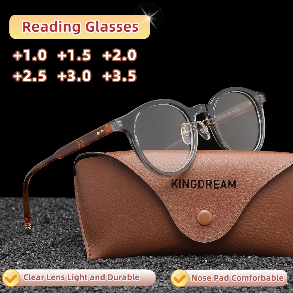 

KINGDREAM винтажные очки для чтения, круглые очки для чтения с синим светом для пресбиопии + 1,0 + 1,5 + 2,0 + 2,5 + 3,0 + 3,5