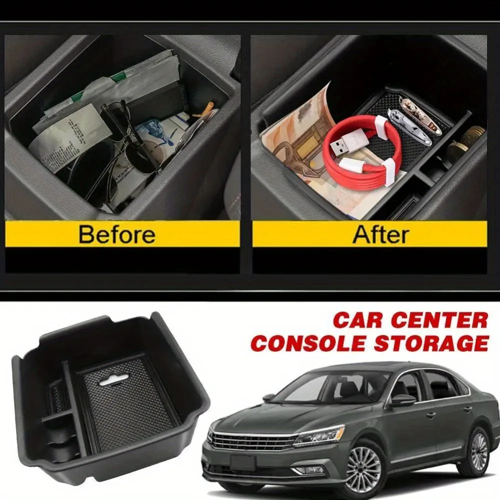 Accesorios del coche Caja de Almacenamiento Caja Apoyabrazos Central Interior Refit Para Volkswagen VW Tiguan Taos 2024-2018 Oculta Bandeja de La Moneda de almacenamiento