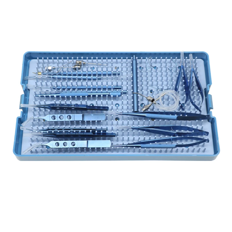 21pcs Titanium Alloy  Cataract Ophthalmic Instrument Set With Silicone Sterilization Box