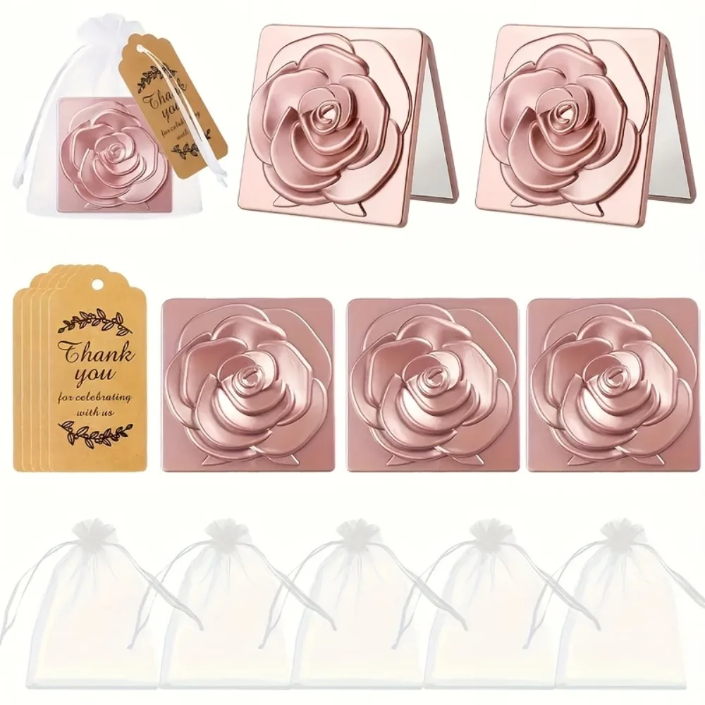 5 Sets mit je 15 Stück Hochzeitsgeschenken, Faltbare Quadratische Kompaktspiegel, Brautjungfern-Geschenksets für Hochzeiten, Geburtstage und Feiern – Detail 1
