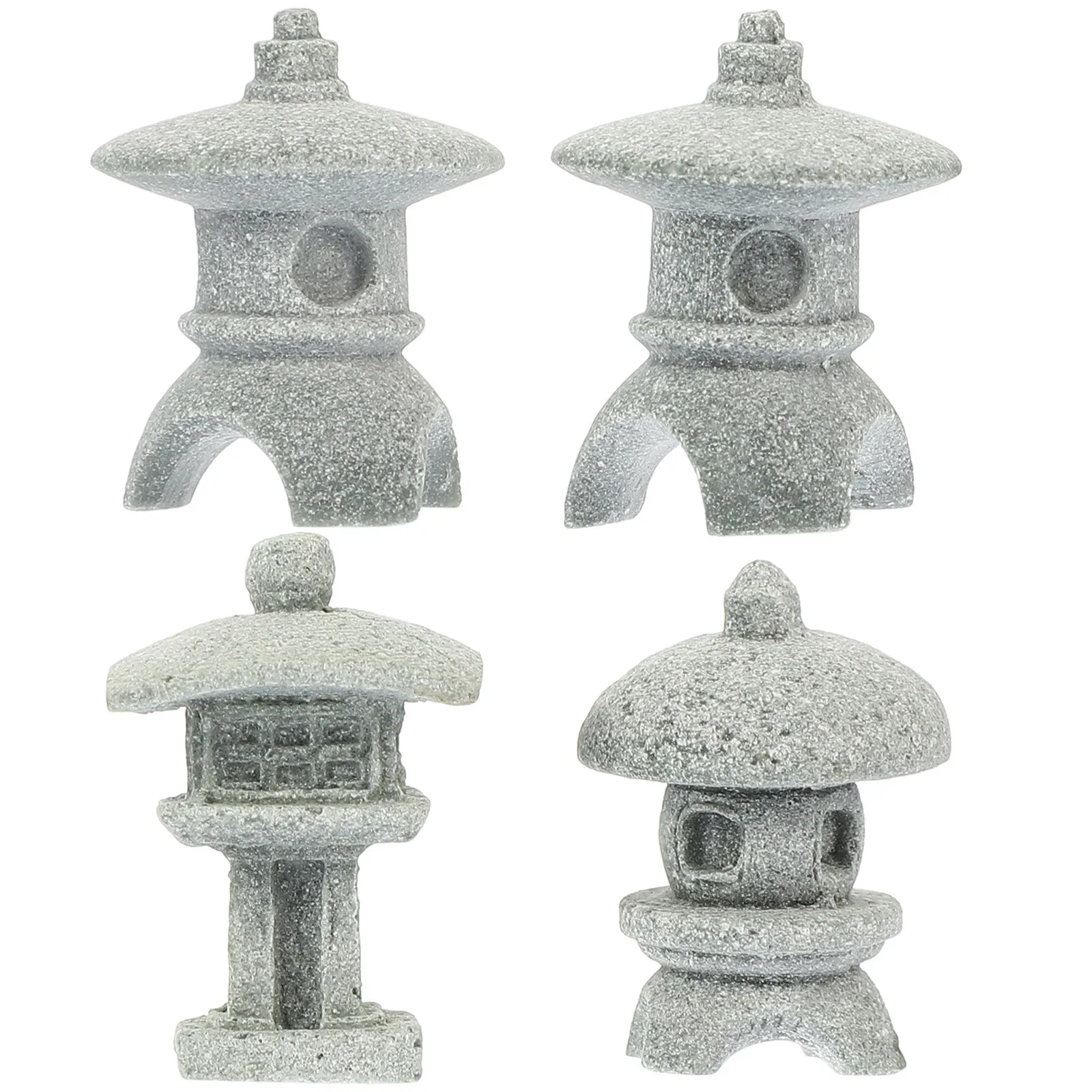 

4Pcs Sandstone Pagoda Statue Mini Japanese Lantern Garden Decoration Micro Landscape Bonsai Ornament Miniature Pagoda Statue