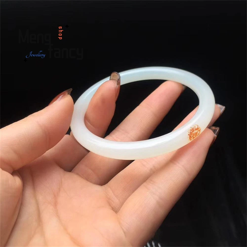 กำไลหยกสีขาวขนแกะธรรมชาติสไตล์เรียบง่ายหรูหราสง่างามคุณภาพสูงเครื่องประดับแฟชั่นคุณภาพของขวัญวันหยุด