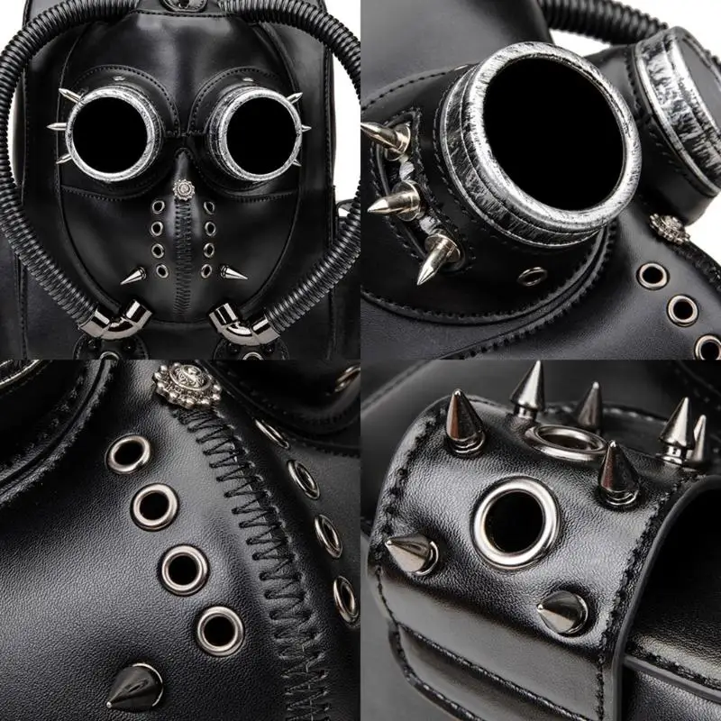 D46D Pu Backpacks Punk Rivets Travel Bagpack School Computer Bag Laptop Backpacks