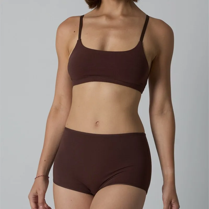 

Women Solid Soft Sports Bra Set No Steel Ring Collection Breathable Flat Corner Yoga Set 2Pcs Fitness Shorts Sport Bra Suit