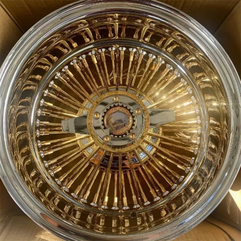 Quality Assurance Steel Spoke Wire Wheel Gold Chrome DOT Certified 13-14inch Multi Spoke Design High Performance Wheels