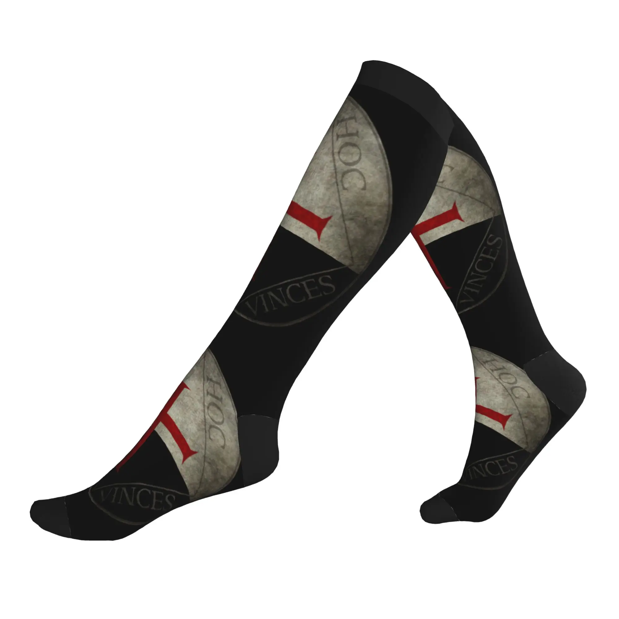 Chaussettes de compression sportives pour hommes, motif croix de Jérusalem, symbole de guerrier médiéval, chaussettes unisexes mignonnes à impression 3D