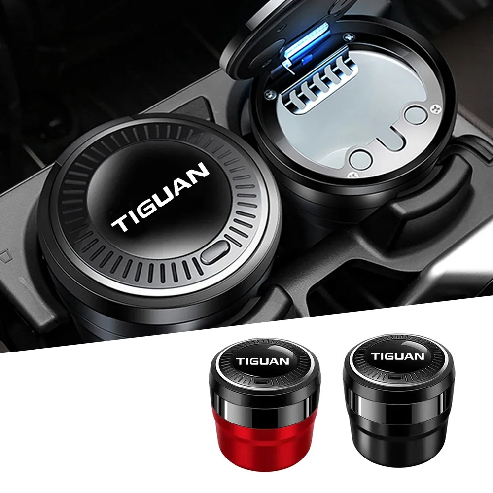 Car Cigarette Ashtray Cup Portable LED Light Holder Cigarette Ashtray Accessories for Volkswagen VW TIGUAN Car Accessories