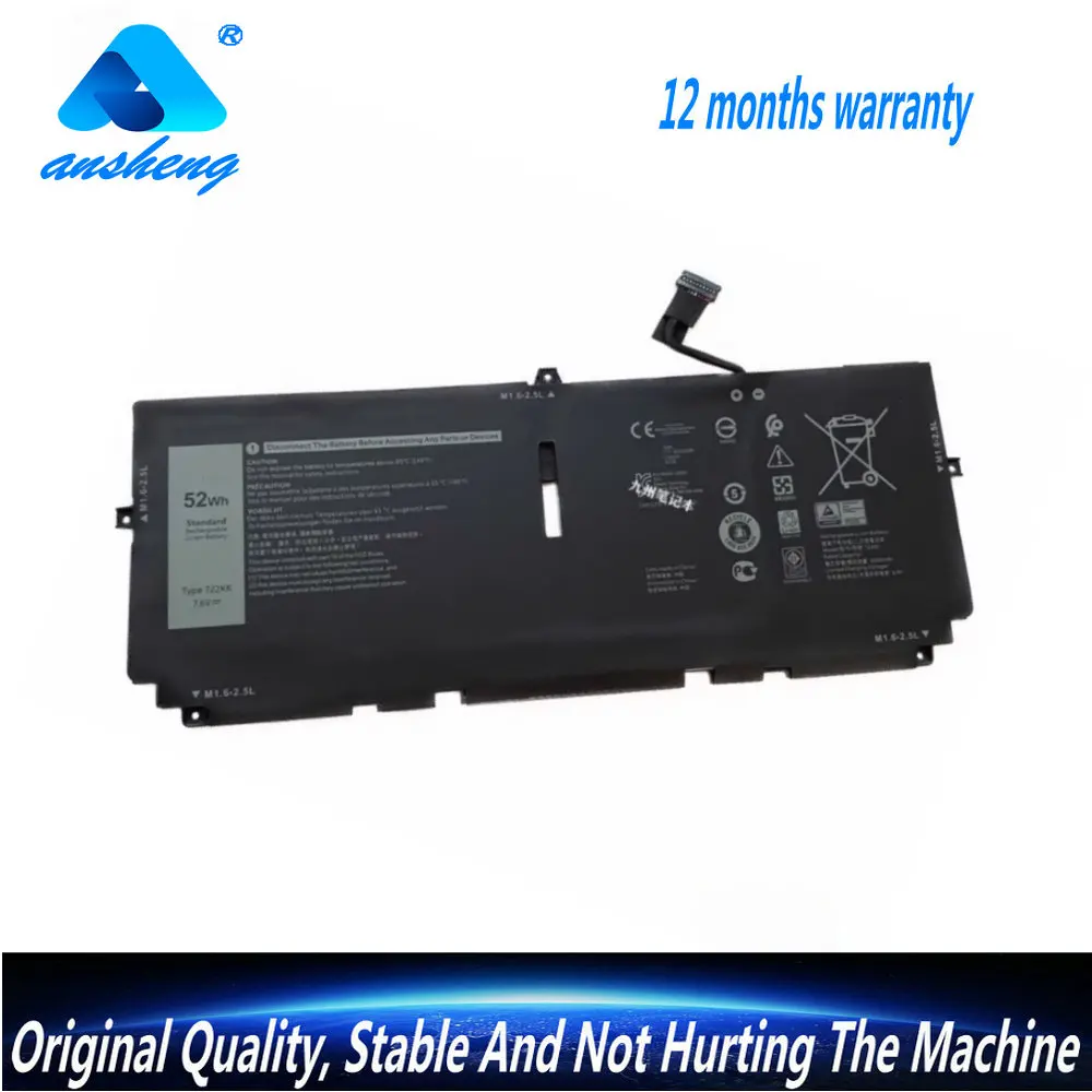 High-Quality 722KK Laptop Battery For Dell XPS 13 9300 9310 9380 Series P117G P117G001 P117G002 2XXFW FP86V WN0N0 7.6V 52Wh