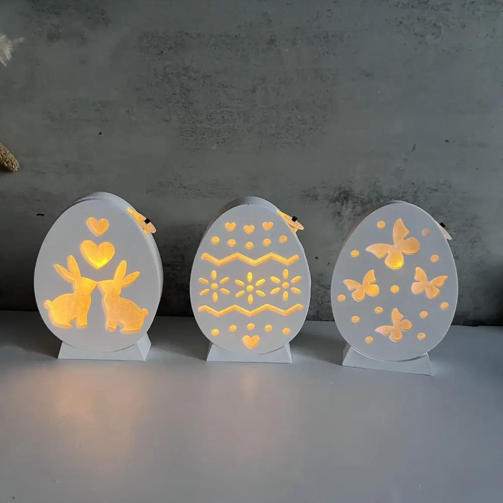 New Silicone Easter Atmosphere Lamp Mold Round DIY Crafts Hollow Easter Egg Rabbit Butterfly Love Durable Rabbit Mold