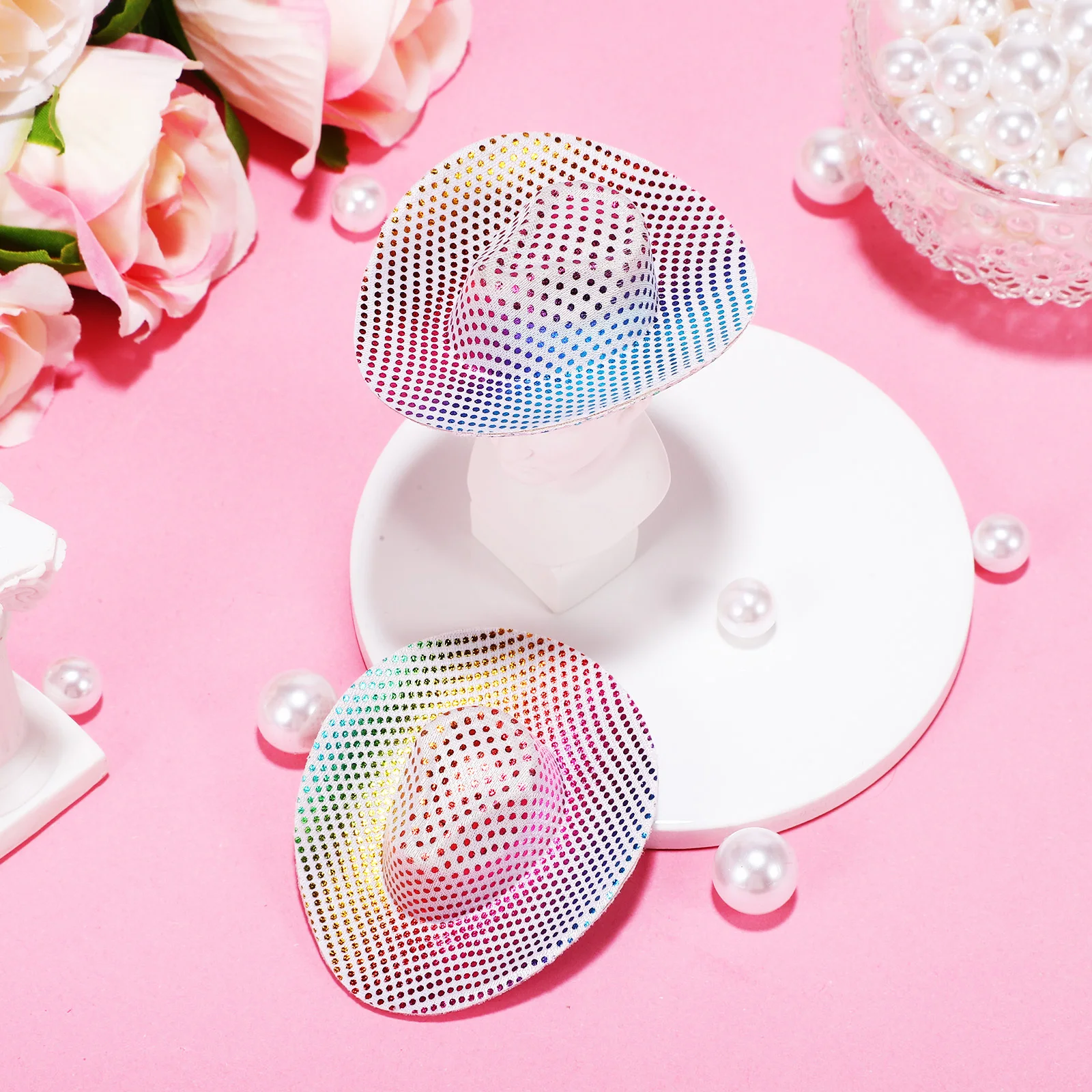 

20Pcs Little Hats Cowgirl Costume Sparkly Festival Party Wear Abundant Quantity Stylish Mini Hat Mini Hats Tiny Hat