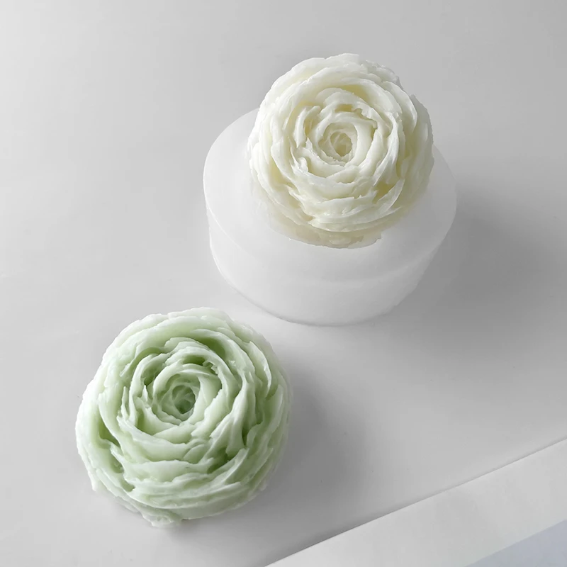 Peony Flower Candle Silicone Molds DIY Flowers Handmade Soap Scented Plaster Mold Cake Chocolate Candy Baking Mould