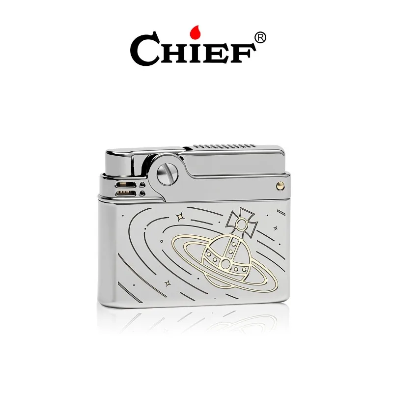 CHIEF Zinc Alloy Windproof Kerosine Lighter Creative Knock Vintage One Click Ignition, Retro High End Personalized Men's Gift