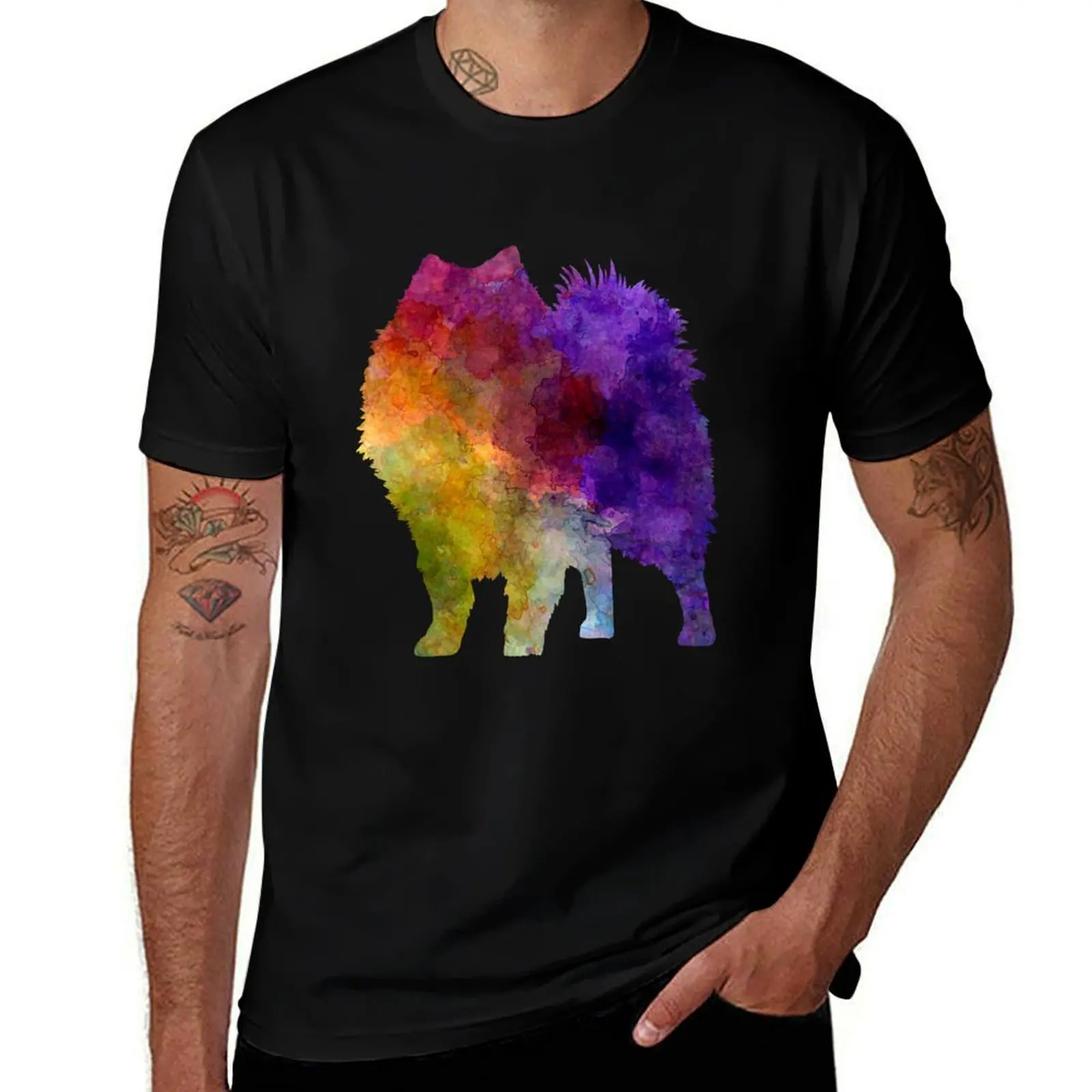 Japanese Spitz in watercolor T-Shirt Street Style Casual Tee Shirt T-Shirt