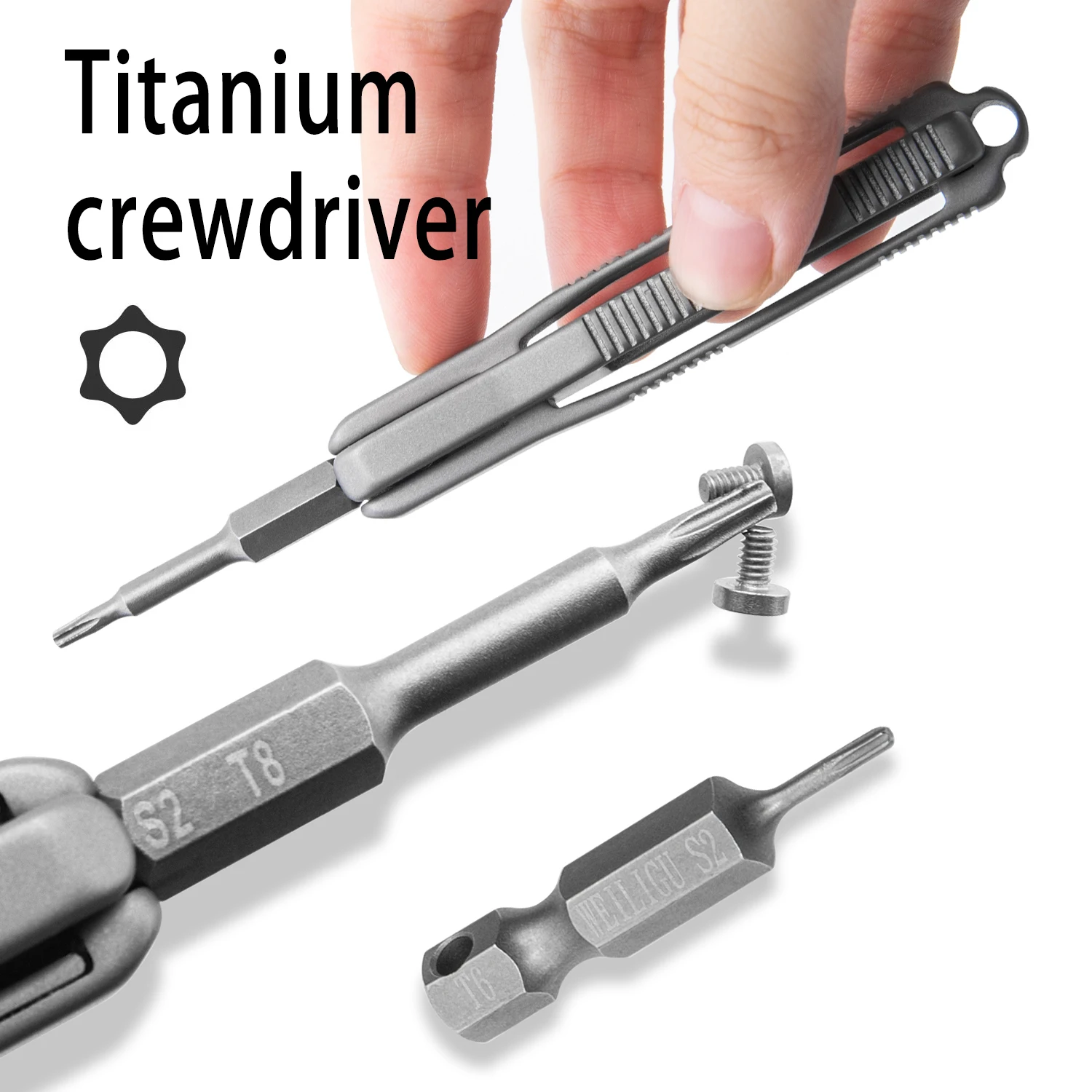 EDC Titanium Alloy Plum Blossom Hexagonal Screwdriver T6 T8 New Portable Multifunctional Tool