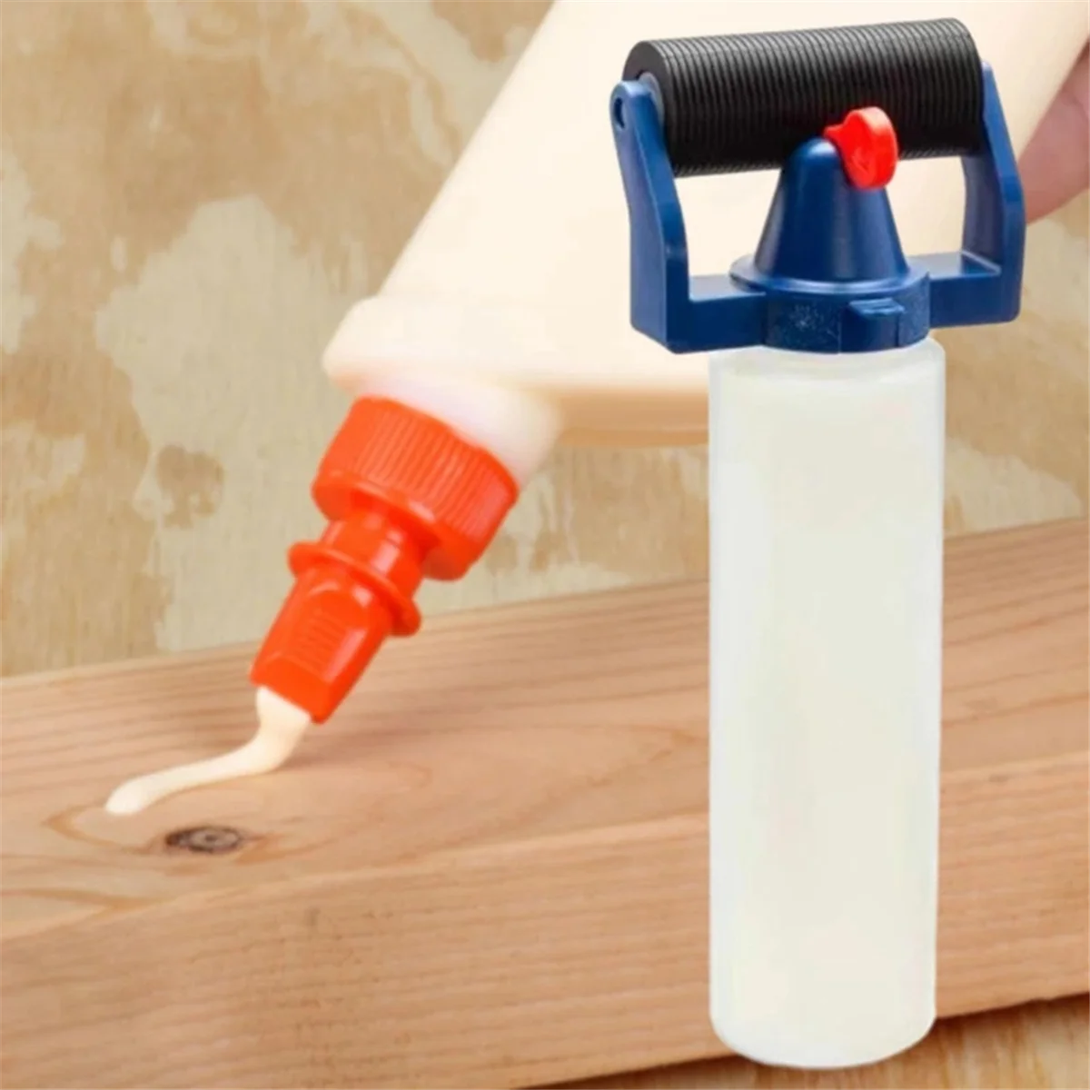 ABKO-2PCS Applicatore di colla Dispenser a rullo Bottiglia per applicatore in plastica PE Bottiglia di colla da 8 Oz per la lavorazione del legno Fornitura di vernici