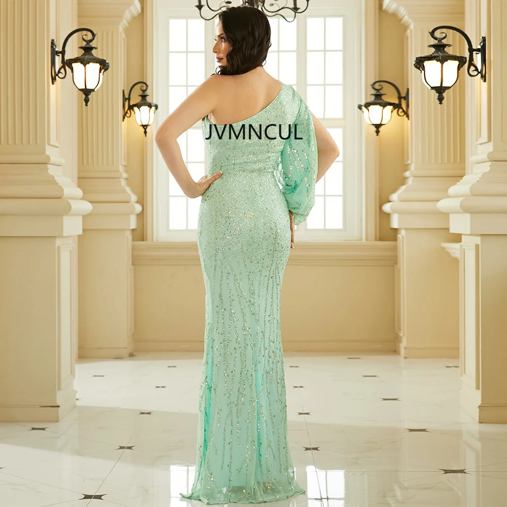 Elegante 2025, grensoverschrijdende Europese en Amerikaanse feestjurk, sprankelende lange avondjurk met lovertjes, enkele mouw en sexy