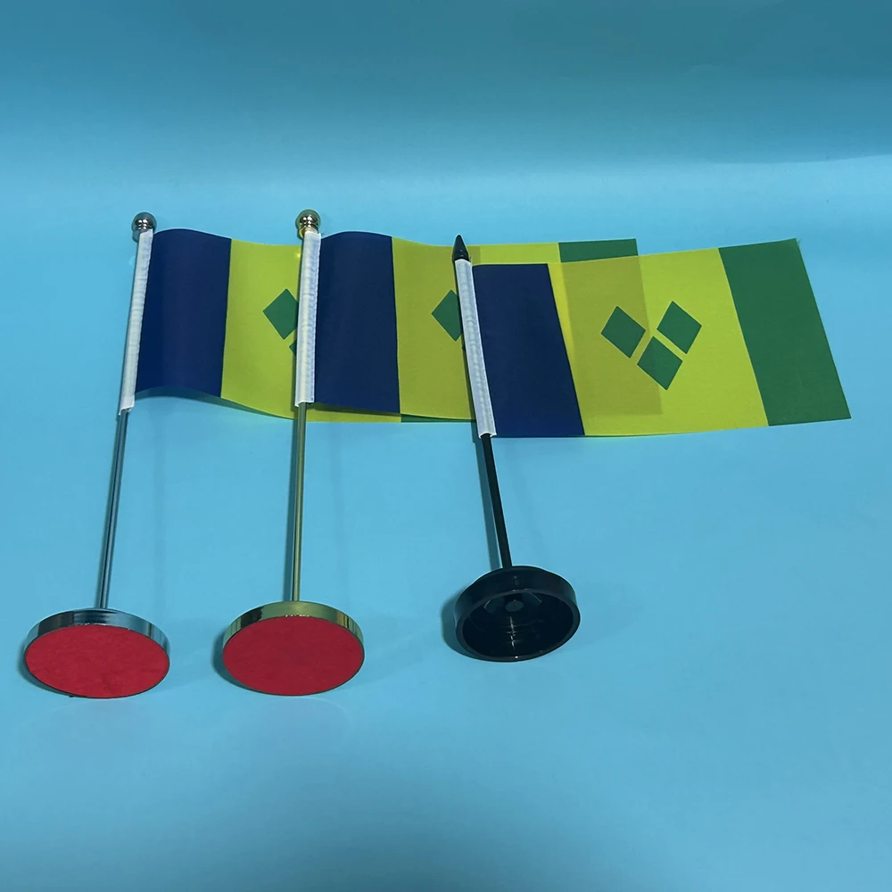SKY FLAG Office Desk Flag of Saint Vincent and the Grenadines Flag 14x21cm Polyester Country Banner Desk Ornaments Flags