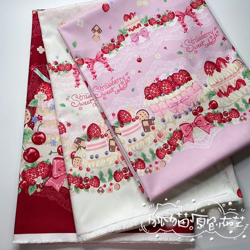 Lovely Lolita Lace Strawberry Plant Printing Dress fabric borsa da lavoro manuale fai da te materiali per la contabilità a mano gonna per bambini