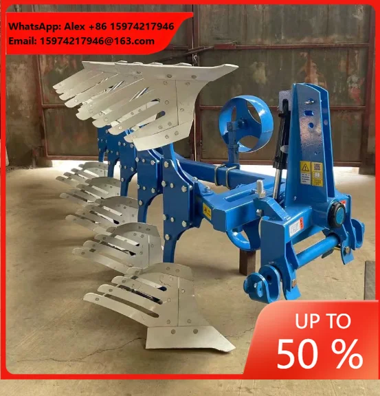 3 Furrow Hydraulic Reversible Plough 1LF-335 Adjustable Width Tractor Farm Cultivator Soil Preparation Tool