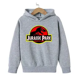 Jurassic Park Autumn Hoodie Kids Clothes Boys Dinosaur Printing Sweatshirt Girls Long Sleeve Clothing Top