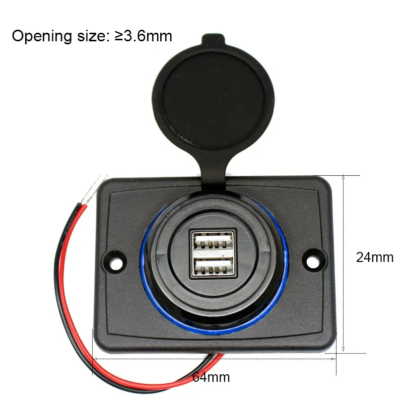 Panel Mount DC 24V Dual 4.8A Coach Bus Seat USB Charging Port 12V USB Charger Socket