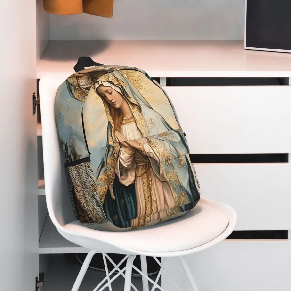 

Virgin Mary Vibrant Religious Print Backpack Student BookBag Children School Bag Computer Shoulder Bags for Boys Girls