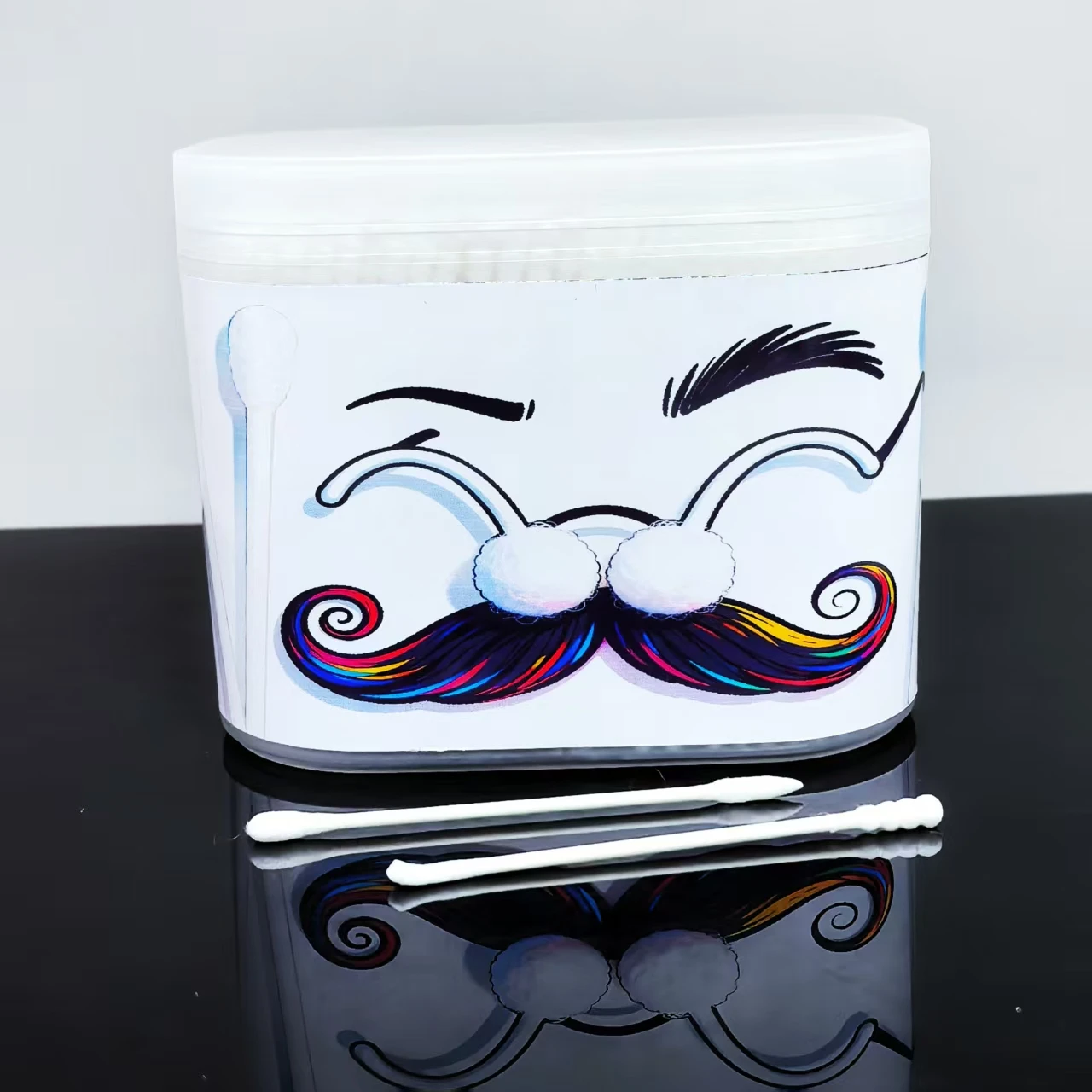 600 قطعة من مسحات القطن المعبأة في صندوق نمط الملتح المبتكر، تصميم برأسين، أعواد أعواد قطنية ذات محور رفيع، مسحات قطنية هدية #4