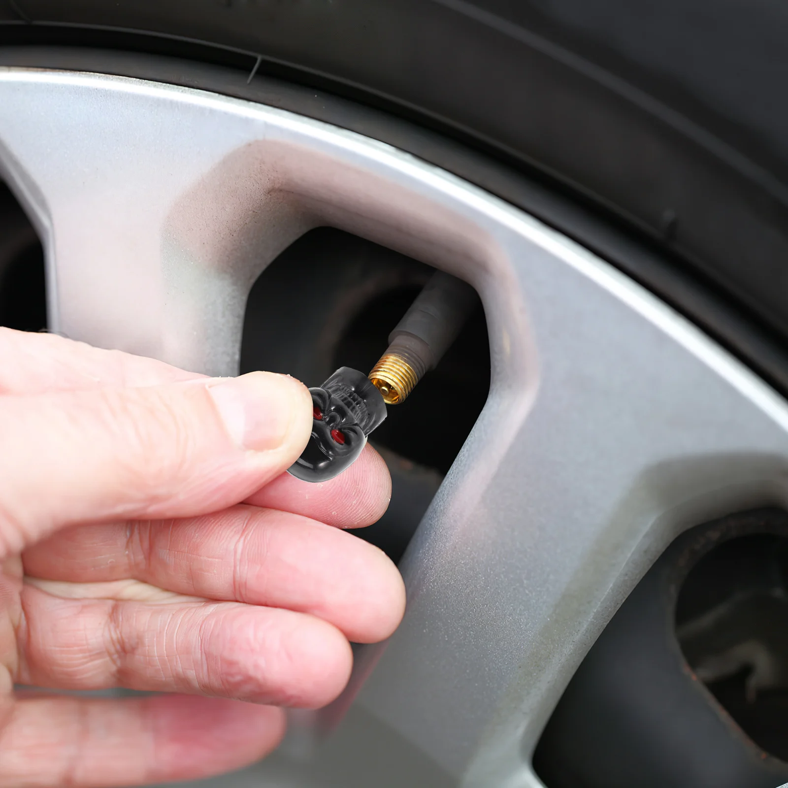 

4 шт., колпачки для штока клапанов шин, прочный гальванический дизайн с черепом, герметичная защита для автомобиля, грузовика, внедорожника, аксессуары для мотоциклов