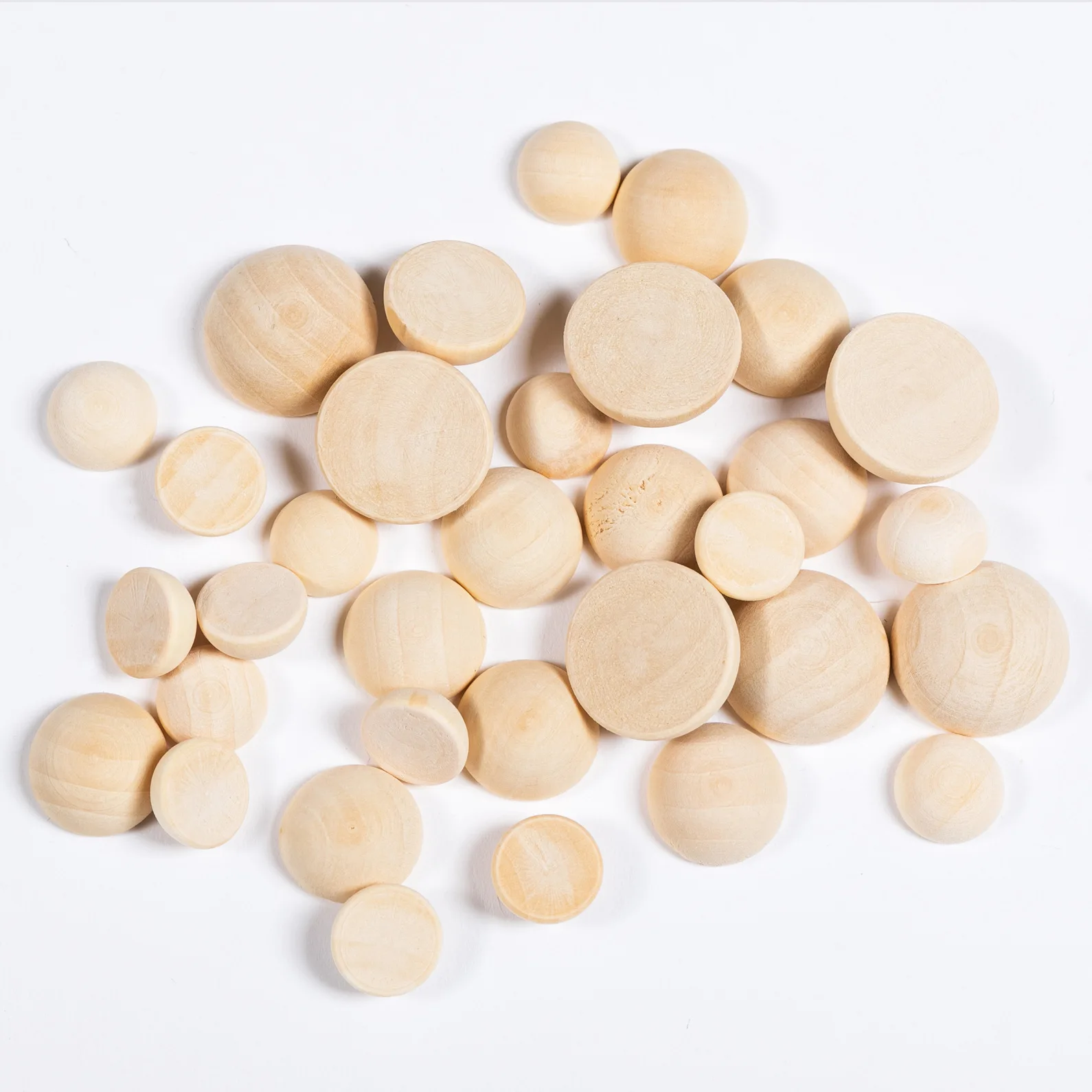 15-20MM Spheres Half-faced Balls Natural Wooden Beads Without Hole Semicircle Patches For DIY Jewelry Making Accessories