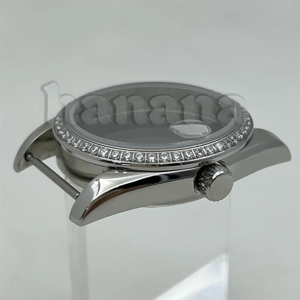 Корпус из сапфирового стекла серебристого/золотого/розового золота 36/39 мм Корпус с бриллиантами подходит для механизмов NH34 NH35A NH36 NH38 NH39 NH70 NH72 PT5000